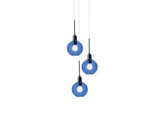 SP Light and Design Diva sospesione Tripla, Struttura Cromo, Vetro Blu Lampada a Sospensione 4 W