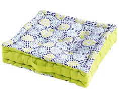 Il giardino delle cicale Kaleida Cuscino di pavimento, Cotone, Navy/Anice, 45 x 45 cm