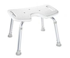 Ridder a0050501Â Vasca da Bagno/Doccia Sgabello con Hygiene Scollo, Alluminio, Polietilene, Bianco, 48Â x 31,5Â x 52Â cm