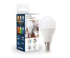 Suprema Lampada LED WiFi Smart Mini Sfera Attacco E14 Equi 40W 5.5 W, Luce RGB+CCT