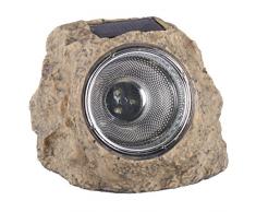 Ranex RA-5000154 Lampada Solare a LED con Design a Forma di Pietra, in Plastica, Grigio