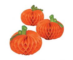 Fun Express - Decorazioni a forma di zucca di carta per Halloween, centrotavola del Ringraziamento, colore: Arancione