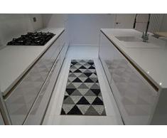 Tappeto antiscivolo in lavatrice con chiave greca, triangolare, design a diamanti, per soggiorno, cucina, colore: nero, grigio, 120 x 160 cm, Triangolo grigio, 80x300cm(26 x910)