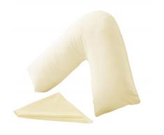 Cuscino ortopedico per schiena e collo in policotone, a forma di V, colore: panna