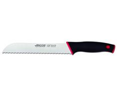 Arcos Serie Duo - Coltello Pane - Lama Acciaio Inossidabile Nitrum 200 mm - Manico Polipropilene Coperto da Elastomer Colore Nero e Rosso