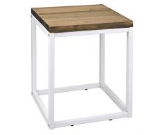 Tavolino da salotto iCub industriale vintage Big Wood 40x40x48cm Bianco