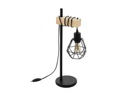 EGLO TOWNSHEND 5 - Lampada da tavolo, in acciaio, 60 W, colore: nero/marrone