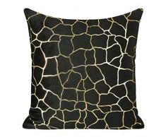 Design91 - Federa per Cuscino, Morbida e Decorativa, per Camera da Letto, Soggiorno, 2 Pezzi, Nero + Oro, 45 x 45 cm
