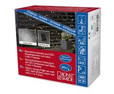 Konstsmide 3723-100 - Catena luminosa LED con interruttore on/off e sensore luminoso, timer per 6 e 9 ore, adatta a esterni (IP44), 40 diodi a luce bianca calda, funzionamento a batteria, con cavo bianco, 4 pile AA da 1,5 V escluse