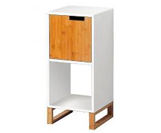 Kesper Scaffale con Porta in bambÃ¹, Dimensioni: 30 x 70 x 30 cm (L x A x P), Legno, Bianco, B 30 x H 70 x T 30 cm