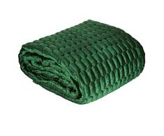 Eurofirany, copriletto in velluto, con paillettes, trapuntato, elegante, elegante, glamour per camera da letto, soggiorno, camera degli ospiti, salone, verde scuro, 220 x 240 cm