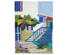 Jute & Co Arazzo Tessuto su Telaio Artigianale Indiano, 100 % Juta, Multicolore, 100 x 75 cm