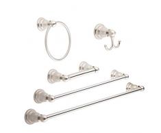 AmazonBasics - AB-BR843-SN, set di accessori da bagno, 5 pezzi, nichel satinato