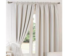 Dreamscene - Coppia di lusso anello superiore completamente foderato Tende oscuranti con occhielli con fermatenda naturale, 46 x 183