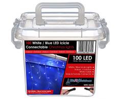 WeRChristmas 2.2 m gomma Luci String cavo 100 collegabile Natale Icicle LED con 2 Pin Maschi e fermaglio, blu / bianco