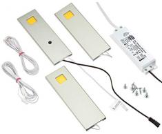 IKM, Set di lampade da incasso a LED, metallo, effetto acciaio INOX, 14,8Â x 4,7Â x 0,7Â cm, 4Â unitÃ
