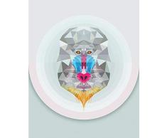 Komar - Quadro da Parete Baboon, per Soggiorno, Camera da Letto, Decorazione, Stampa Artistica Senza Cornice, Disponibile in 3 Misure, Multicolore, P089-40x50