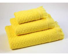 Fiore di Cotone Set di Asciugamani Doccia, 100% Cotone, Giallo, 30Â X 50; 50Â X 90; 70Â x 130Â cm
