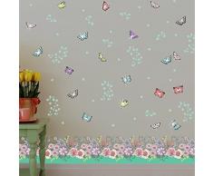 Wallflexi Cameretta Estate e Cristalli Swarovski Fiori battiscopa murale Decalcomanie Home Decorazione Soggiorno Ristorante Cafe Ufficio DÃ©cor