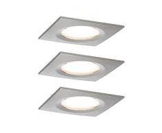 Paulmann 938.90Â Premium Ebl Set Coin Slim Dimmerabile Rettangolare Starr Led 3 x 6,8Â W 2700Â K 230Â V 51Â mm Ferro Spazzolato/Alu 93890Â Spot Faretto da Incasso