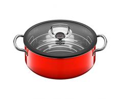 Silit Ecompact Cottura a vapore, rotondo, diametro 28Â cm, con coperchio in vetro, Silargan funzione in ceramica, A INDUZIONE, lavabile in lavastoviglie, Rosso, 6,0Â L