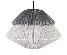 LUSSIOL Anoki, Lampadario a Sospensione in Rattan, 40 W, Grigio/Bianco, Ã 45 x H 33 cm