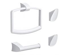 TATAY Set di Portarotolo Appendiabiti e Anello Porta Asciugamani, ABS, Bianco, Medio