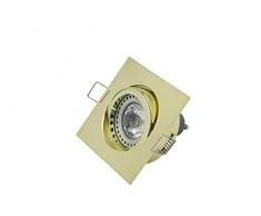 Lampenlux - Faretto da incasso a LED, quadrato, orientabile, 230 V, in alluminio (oro spazzolato, senza lampadina), acciaio cromato