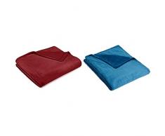 AmazonBasics - Coperta Vellutata in Pile, 168 x 229cm, Colore Bordeaux & - Coperta Vellutata in Pile, 168 x 229cm, Color Verde Acqua