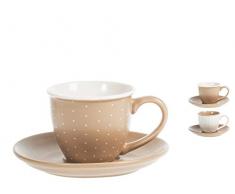 H&H 739743 Cinnamon Set 4 Tazze Caffe, New Bone China, con Piattino, cc90