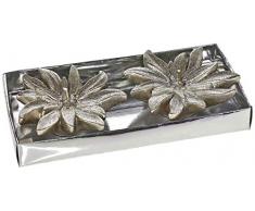 Candela fiore champagne glitter d.8 cm 2 pz