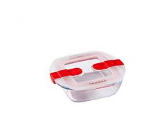 Pyrex Cook & Heat contenitore quadrato per alimenti in vetro borosilicato con coperchio sfiatavapore per il microonde â cuocere in forno, conservare & riscaldare - 14x12cm -