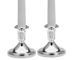 silberkanne Candelabro Argentato con Motivo a Filo, Altezza 8 cm, Coppia di Candele, Placcato Argento, Lavorazione di Alta qualitÃ 