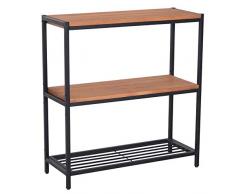 homcom Scaffale Porta Oggetti 3 Ripiani Regolabile per Salotto, Cucina, Garage Acciaio 80x30x85.6cm Legno