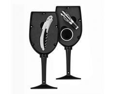 Home Sommelier Cofanetto a Forma di Calice con 3 Accessori per Vino, Nero