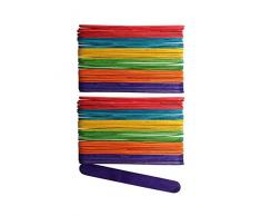 Glorex 6 2200 683 - Legno di betulla colorato a forma di bastoncini di ghiaccio, ca. Lunghezza 15 cm con estremità arrotondate, 100 pezzi, versatile per fai da te, taglia unica