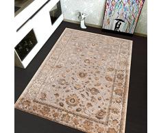 TAPISO Bohemian Tappeto Classico, Tradizionale, Orientale, Floreale, Stile Farahan, Color Crema, Sabbia, Soggiorno, Camera da Letto, ecotex, 120 x 170 cm
