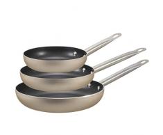 Bergner Set 3 padelle (20,24,28 cm) alluminio pressato, adatto per induzione, Professional Chef Champagne