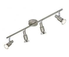 Briloner Leuchten 2907 â 042 A +, Faretto da soffitto, faretto proiettore LED, lampada da soffitto, plafoniera, metallo, 3 W, in nichel opaco, 67,5 x 8 x 12 cm