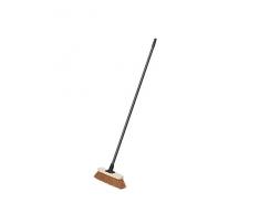 Addis Essentials Outdoor Completo Scopa in Legno con Manico in Metallo, morbide setole Naturali Coco, 27.5Â cm (10.3/4) Head, Naturale/Nero