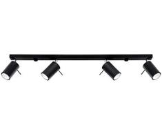 Lampada da soffitto nera per il soggiorno e la sala da pranzo, in acciaio, SOLLUX RING 4L SL.0332, moderna plafoniera rotonda Loft a 4 luci a LED GU-10 ***