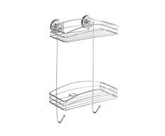 Wenko 20886100 Vacuum-Loc mensola 2 piani - fissaggio senza trapano, Acciaio, 26 x 43 x 15 cm, Cromo