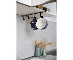 Wenko 53255100 - Appendino per 4 Tazze, in Metallo, 1, 5 x 7 x 33 cm, Colore: Nero