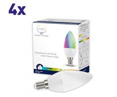 tint di Müller-Licht Set di LED a oliva E14, 4x Lampade a candela, bianco-colore(1800-6500K e RGB), dimmerabile, sostituisce lampadina da 40W, funziona con Alexa