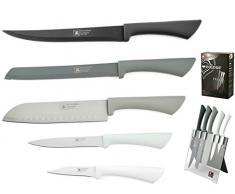 Scheffield Ceppo 5 Coltelli con Lama Antiaderente, Acrilico, Assortiti, 20x11x33.5 cm