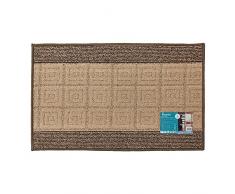 JVL Palmero Lavabile in Lavatrice con Retro in Gomma a Righe zerbino, Beige/Brown, 80 x 50 x 0.5 cm