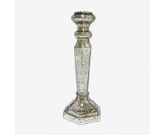 Better & Best - Portacandela Esagonale a Specchio, Dimensioni 10,5 x 10,5 x 25,5 cm, Materiale: Vetro, Argento, Taglia Unica