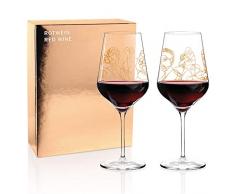 RITZENHOFF - Set di calici da vino rosso di Burkhard Neie (Pan & Selene | Zeus & Leda), in cristallo da 583 ml, con vero oro