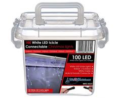 WeRChristmas 2.2 m gomma Luci String cavo 100 collegabile Natale Icicle LED con 2 Pin Maschi e Connettore femmina, bianco