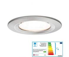 Paulmann 93595 Led Nova Faretto da Incasso Rotondo da Soffitto, 7 W, Gu10 Spot In Ferro Dimmerabile, Ip44, da Incasso, In Alluminio, 7 W, Spazzolato